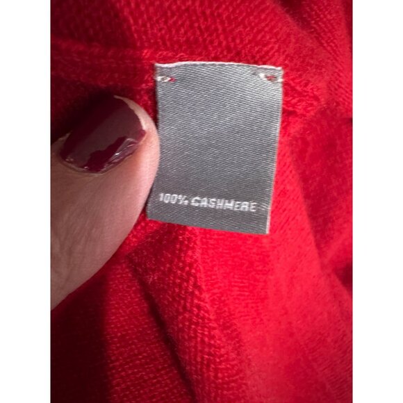 Neiman Marcus Cashmere Collection Red Open Front Long Cardigan Sweater Luxury - Picture 6 of 9